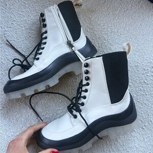 Circus by Sam Edelman White and Black Combat Boots